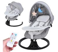 Anwhriet Transat Balancelle Bébé, Transat bebe électrique, telecommande, bluetooh pour smartphone, jusqu'à 9 kg, Harnais 5 Points, avec Pare-soleil et Moustiquaire