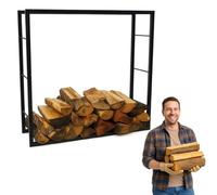 Anwicar Range Buche Carré 100x100x30 cm - Stable et Compact Porte Buche Interieur et Extérieur - Panier à Bûches Bois de Cheminée en Acier Peint Par Poudrage - Noir