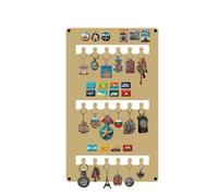 Anwicar Tableau Magnétique avec Crochet pour Clés Petit & Grand - Tableau Magnétique à l'entrée - Parfait pour Aimants et Notes - Panneau Aimanté Mural - Surface D’Écriture - Doré 49x74 cm