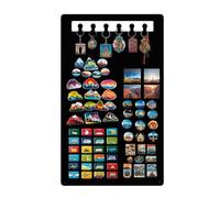 Anwicar Tableau Magnétique avec Crochet pour Clés Petit & Grand - Tableau Magnétique à l'entrée - Parfait pour Aimants et Notes - Panneau Aimanté Mural - Surface D’Écriture - Noir 49x74 cm