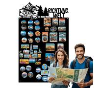 Anwicar Tableau Magnétique Effaçable en Acier - Idéal pour Aimants et Notes - Tableau Noir Magnétique Mural - Compatible avec Marqueurs Craie - Thème du camping - 50x80 cm - Noir