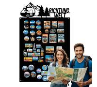 Anwicar Tableau Magnétique Effaçable en Acier - Idéal pour Aimants et Notes - Tableau Noir Magnétique Mural - Compatible avec Marqueurs Craie - Thème du camping - 50x80 cm - Noir
