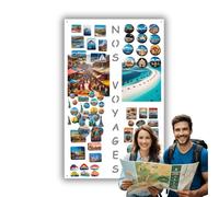 Anwicar Tableau Magnétique Effaçable en Acier - Idéal pour Aimants et Notes - Tableau Noir Magnétique Mural - Compatible avec Marqueurs Craie - Nos Voyages - Blanc - Inscription au milieu 80x 50 cm