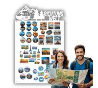 Anwicar Tableau Magnétique Effaçable en Acier - Idéal pour Aimants et Notes - Tableau Noir Magnétique Mural - Compatible avec Marqueurs Craie - Thème du camping - 50x80 cm - Blanc
