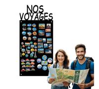 Anwicar Tableau Magnétique Effaçable en Acier - Idéal pour Aimants et Notes - Tableau Noir Magnétique Mural - Compatible avec Marqueurs Craie - Nos Voyages - Noir - 64x30 cm