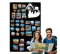 Anwicar Tableau Magnétique Effaçable en Acier - Idéal pour Aimants et Notes - Tableau Noir Magnétique Mural - Compatible avec Marqueurs Craie - Thème du camping - 50x80 cm - Noir