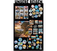 Anwicar Tableau Magnétique Effaçable en Acier - Idéal pour Aimants et Notes - Tableau Noir Magnétique Mural - Compatible avec Marqueurs Craie - Nos Voyages