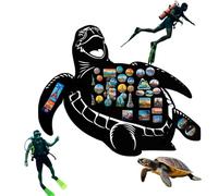 Anwicar Tableau Magnétique tortue Noir 52x65 cm | Tableau en acier pour aimants, notes et marqueurs craie; surface effaçable et kit de montage mural inclus