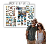 Anwicar Tableau Magnétique voyages Blanc 55x80 cm | Tableau en acier pour aimants, notes et marqueurs craie; surface effaçable et kit de montage mural inclus