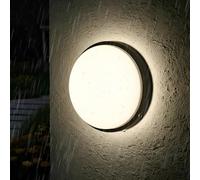 ANWIO 14W Applique Murale Étanche, IP54 Éclairage de Salle de Bain, Applique Murale LED Exterieur Noir, 4000K Luminaires Circulaires à LED Filaires Salles de Bains, Garages et Rues, Terrasse（1 pièce）