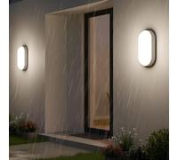 ANWIO 14W Applique Murale LED Exterieur, IP54 Éclairage de Salle de Bain, Applique Murale Étanche Blanc, 4000K Luminaires Ovale à LED Filaires Salles de Bains, Garages et Rues（2 pièce）