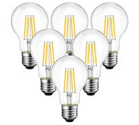 ANWIO 6.5W Ampoule Led E27 Blanc Chaud, A60 Ampoule Filament 2700K, 806Lm Equivalent à Ampoule Incandescente 60W, Lampe Rétro Edison de Verre Transparent, Non-dimmable, Lot de 6