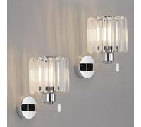 ANWIO Applique Murale Intérieure Argent, Applique Murale Chambre en Cristal Moderne E27, Luminaires Intérieur Ø130mm Lot de 2, pour Couloir, Salon, Salle à Manger, Cuisine