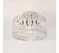 ANWIO Lustre Cristal Argent, E27 Lustre Led, Luminaire Plafonnier Ø270mm, Plafonnier Salon Cuisine, Chambre, Salle à Manger