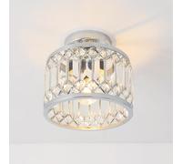 ANWIO Lustre Cristal Argent, Lustre Salon Moderne E27, Plafonnier Cuisine Ø205mm, Lampe Plafond Couloir, Petite Chambre, Salle à Manger