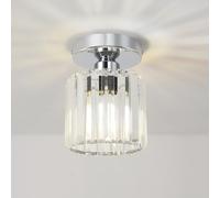 ANWIO Lustre Cristal Moderne Argent, Mini Lustre Couloir E27, Luminaires Intérieur Ø135mm, Plafonnier Led Salle à Manger, Petite Chambre