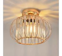 ANWIO Lustre Doré en Cristal, E27 Plafonnier Led Cuisine Moderne, Luminaires Intérieur Ø280mm, pour Chambre, Salle à Manger, Salon