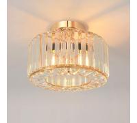 ANWIO Lustre Doré en Cristal, Lustre Led Moderne E27, Plafonnier Chambre Ø265mm, Luminaire Plafonnier Salle à Manger, Cuisine