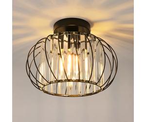 ANWIO Lustre en Cristal Moderne Noir, Plafonnier Chambre E27, Luminaires Intérieur Ø280mm, pour Salon, Salle à Manger, Cuisine