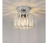 ANWIO Lustre Led en Cristal Argent, Mini Plafonnier Couloir E27, Luminaires Intérieur Ø225mm, pour Cuisine, Petite Chambre, Salle à Manger