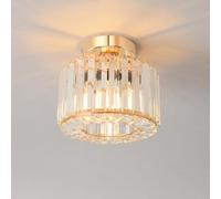 ANWIO Plafonnier Led en Cristal Doré, E27 Lustre Couloir Moderne, Luminaire Plafonnier Cuisine Ø215mm, Lustre Salle à Manger, Petite Chambre