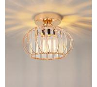 ANWIO Plafonnier Led en Cristal Doré, E27 Mini Luster Couloir, Luminaires Intérieur Ø225mm, Plafonnier Salle à Manger, Petite Chambre, Cuisine