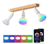 ANWIO Plafonnier Spots, 3 Spots de Plafond Led Intérieurs Base E27, Spots de Plafond Blanc avec Base Rectangulaire, avec Ampoules LED E27 Smart R63 (Ampoules Incluses).