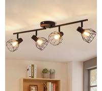 ANWIO Plafonnier Spots, 4 Spots de Plafond Led Intérieurs Base E14, Spots de Plafond Noir avec Base Rectangulaire, Spots de Plafond LED Rotatifs (Sans Ampoules).