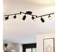 ANWIO Plafonnier Spots, 6 Spots de Plafond Led Intérieurs Base GU10, Spots de Plafond Noir avec Base Rectangulaire, Spots de Plafond LED Rotatifs (Sans Ampoules).