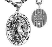 Anwlki Collier avec médaillon Saint Christophe religieux pour la protection et la sécurité - Cadeau pour homme, femme, famille, parents et amis
