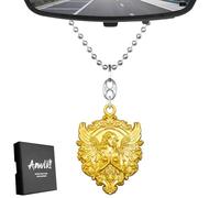 Anwlki Pendentif pour rétroviseur intérieur de voiture - Porte-bonheur - Ange gardien - Médaille de protection (doré)