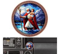 Anwlki Saint Christophe Plaques de Voiture Ø 4cm Médaille Saint Christophe Protégez-Nous Revenez en Bonne Santé Cadeau avec Aimant et 1 Pièce en Fer, 3 Autocollants Double Face (Rouge Vif Ancien)