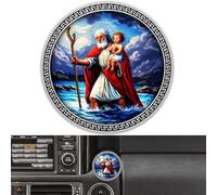 Anwlki Saint Christophe Plaques de Voiture Ø 4cm Médaille Saint Christophe Protégez-Nous Revenez en Bonne Santé Cadeau avec Aimant et 1 Pièce de Fer, 3 Autocollants Double Face (Multicolore Argenté
