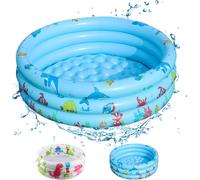 anwxai-Piscine Gonflable Enfant 80 * 80 * 22Cm,Three Ring Inflatable Paddling Pool,Baignoire Gonflable Pour Bébé,Piscine Pataugeoire Gonflable Ronde (Poisson)