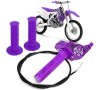 AnXin Ensemble d'accélérateur de moto avec câble d'accélérateur CNC universel pour la plupart des guidons de moto CRF YZ PW KX KLX RM DR DRZ Dirt Pit Bike Motocross Quad ATV Violet