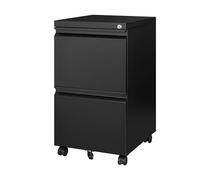 Anxxsu Armoire de classement à 3 tiroirs en métal avec serrure, sous le bureau avec roulettes, pour bureau à domicile, format A4/lettre/légal, entièrement assemblée, sauf roues (noir)