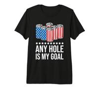 Any Hole is My Goal Drinking Beer American Flag 4th of July T-Shirt Haut de Gamme