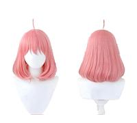 Anya Forger Cosplay Wig Halloween Synthetic Manga Pink Short Styled Hair 35cm With Wig Cap