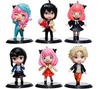 Anya Forger Q Version Personnage en PVC Statue Action Figure Set Dessin animé Modèle Jouet Anime Collection Décoration Décoration Cake Topper Cadeau 3,1" (B)