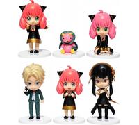 Anya Forger Q Version Personnage en PVC Statue Action Figure Set Dessin animé Modèle Jouet Anime Collection Décoration Décoration Cake Topper Cadeau 3,1" (B)