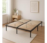 anya - Sommier Noir Cadre a lattes Renforcé et Soutien Réglable + 4 Pieds - 29 cm en Metal - Montage Rapide et Facile - epaisseur du Metal +/- 1,4 mm 34 lattes en 9 mm d'epaisseur (120x200)