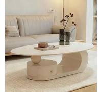 AnYaBinni Table Basse Ovale Moderne avec Effet marbre grainé, Table Basse Carrée pour Salon avec Compartiments de Rangement et Tiroirs pour Chambre, L:100/120 CM