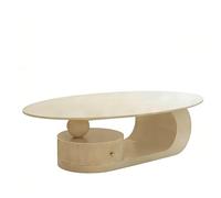 AnYaBinni Table Basse Ovale Moderne avec Effet marbre grainé, Table Basse Carrée pour Salon avec Compartiments de Rangement et Tiroirs pour Chambre, L:100/120 CM