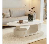 AnYaBinni Table Basse Ovale Moderne avec Effet marbre grainé, Table Basse Carrée pour Salon avec Compartiments de Rangement et Tiroirs pour Chambre, L:100/120 CM