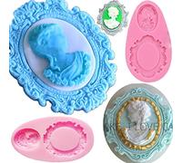 AnyanaAZB 2 pcs ovale Camée Cadre Femme Tête Gem Moule en silicone Moules en silicone, Moule à chocolat, DE CUISINE Moule à gâteau Fondant outils de décoration de gâteau en gros