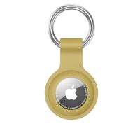 Anybase Coque pour Airtag, Coque en Silicone Ultra légère pour Air Tags avec Anneau Porte-clés Anti-Perte - Marron Clair