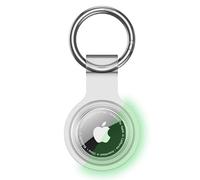 Anybase Coque pour Airtag, Coque en Silicone Ultra légère pour Air Tags avec Anneau Porte-clés Anti-Perte, Accessoire Transparent Lumineux