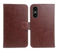 Anybird Brun PU Cuir Housse Coque Etui Couverture Protecteur Cas Portefeuille Flip Case Cover pour Logicom Comet 6.51"