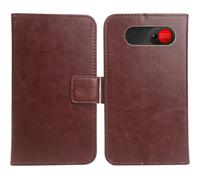 Anybird Brun PU Cuir Housse Coque Etui Couverture Protecteur Cas Portefeuille Flip Case Cover pour Logicom Posh S85 2.51"
