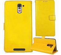 Anybird Flip Cuir Housse Magnétique Téléphone Coque pour Swissvoice S510 M / S510 C/Amplicomms M510-C / M510-M 5" Étui Cas Couverture Protecteur Case Portefeuille Cover Business Wallet (Jaune)